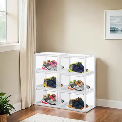 Immagine prodotto di Scatole impilabili per scarpe – Trasparente, salvaspazio – 36 x 28 x 22 cm per scatola