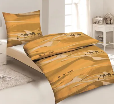 Produktbild von 2-tlg Mikrofaser Bettwäsche Set Bettgarnitur Bettbezug Übergröße 155x220 Kissenbezug 80x80 NEU Sand Beige Creme Sahara Kamel Tiermotiv