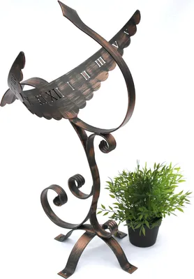 Produktbild von DanDiBo Kované železné sluneční hodiny Phoenix odolné proti povětrnostním vlivům 65 cm Zahradní hodiny Metal Phoenix Clock