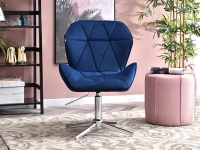 Zdjęcie produktu dla Fotel designerski SALIHA - granatowy / chrom