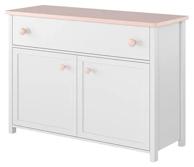 Produktbild von Kommode 2 Türen 1 Schublade weiß/rosa LUNA LN05