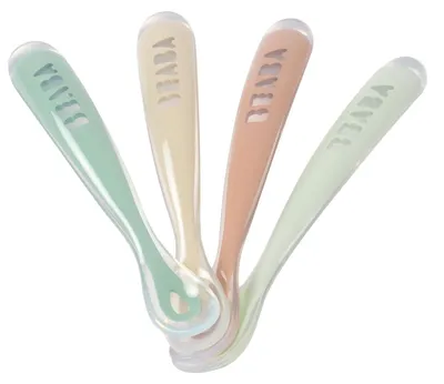 Produktbild von Babylöffel Breilöffel Silikonlöffel - Set mit 4 Stück - Ab 4 Monaten - Ergonomischer Griff
