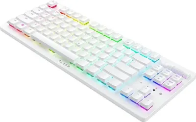 Productafbeelding van Razer DeathStalker V2 Pro Tenkeyless, Bekabeld en draadloos, USB + RF draadloos + Bluetooth, Optische toetsen, QWERTY-indeling, RGB LED-verlichting, Wit