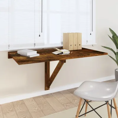 Immagine prodotto di The Living Store tavolo pieghevole a parete rovere fumé 100x60x56 cm materiale in legno