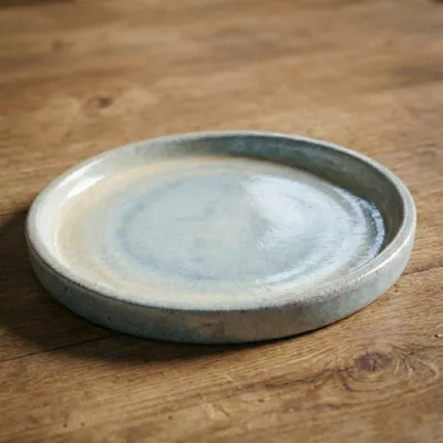 Produktbild von Provencelia Keramik Untersetzer Base r Silber, Ø24 x H5 cm, frostbeständig, handgefertigt, glasiert, Outdoor, Garten, Terrasse, winterfest