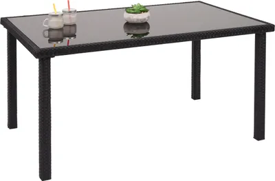 Produktbild von Poly ratanový stůl HWC-G19, Zahradní stůl Balkonový stůl, 120x75cm  černá
