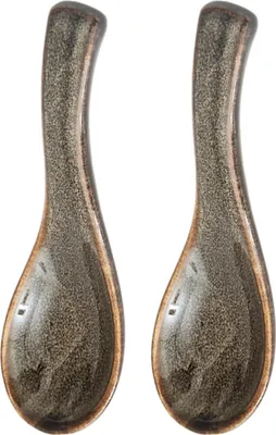Produktbild von Keramiklöffel, Keramik-Suppenlöffel, Reislöffel, Ramenlöffel, 2er-Set Keramik-Suppenlöffel, Retro-Löffel, Porzellan-Ramenlöffel