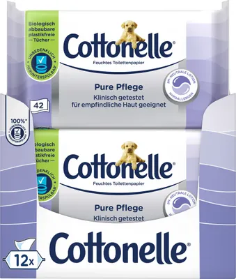 Produktbild von Cottonelle Feuchtes Toilettenpapier Pure Pflege ultra-sensitive 12 x 42 Tücher