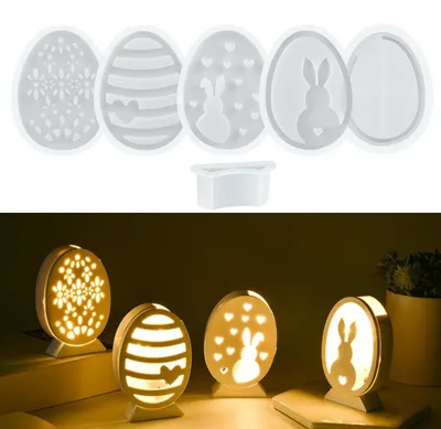Immagine prodotto di Set di 6 stampi in silicone per decorazioni pasquali, candele, sapone, resina, stampi coniglietti e uova