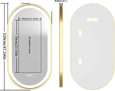 Zdjęcie produktu dla Lustro łazienkowe LED, regulowane kolory światła, funkcja pamięci, 1200X600MM