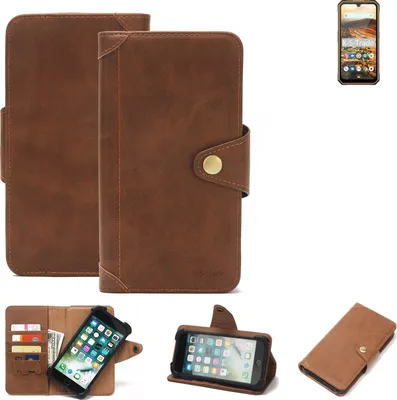 Produktbild von K-S-Trade Handyhülle für Cubot KingKong 5 Schutz Hülle Walletcase Bookstyle Tasche Case Handytasche Wallet Flipcase Cover PolyurethanBraun (1x)
