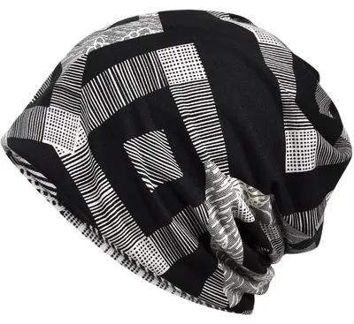 Zdjęcie produktu dla Czapka damska/męska typu slouch beanie, bawełniana, czarna, oddychająca i miękka