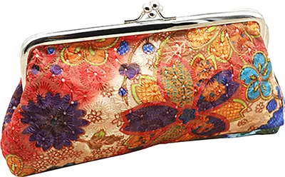 Produktbild von Brieftasche Stickerei Haspe Verschluss Blume Baumwolle Stickerei Haspe Tasche Brieftasche für Party Beige