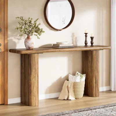 Produktbild von Konsolentisch 160 x 30 x 80 cm Holz Landhausstil Braun Flur Wohnzimmer