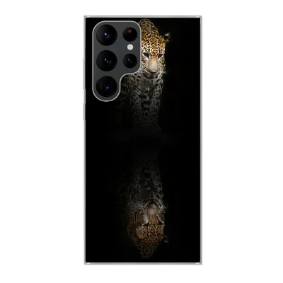 Produktbild von MuchoWow® Handyhülle Schutzhülle Hülle für Samsung Galaxy S22 Ultra Leopard - Reflexion - Schwarz Silikon Softcase Handy Hülle - Abbildung