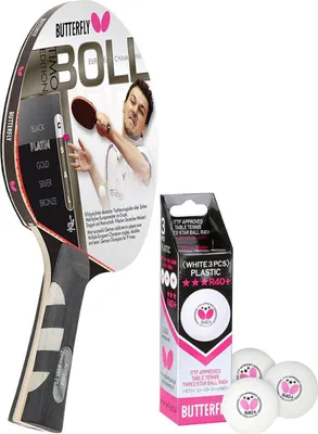 Produktbild von Butterfly 1x Timo Boll Platin 85025 Tischtennisschläger + 3x 40+ 3*** Tischtennisbälle | Tischtennisset Tischtennis Set TT Tabletennis
