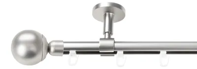 Produktbild von SN Deco Gardinenstange Innenlauf Reims, 19 mm, 1-läufig, Stahl, Komplett-Set mit Ringen, Profildeckentrager, 150 cm, chrom matt