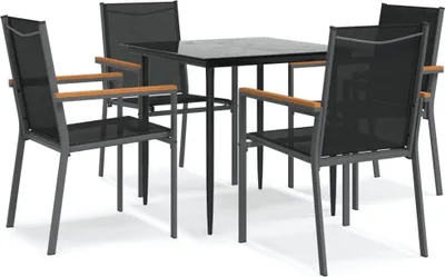 Image de vidaXL Ensemble de jardin 5 pièces noir Textilène et acier