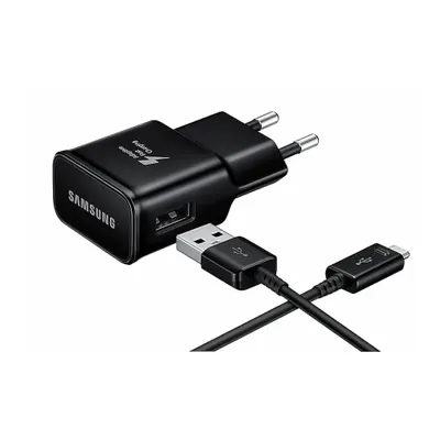 Produktbild von Samsung USB Adapter + Micro-USB Kabel Schwarz BULK - EP-TA200EBE