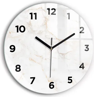 Produktbild von Wallfluent Große Wanduhr – Stilles Quarzuhrwerk - Uhr Dekoration Wohnzimmer Schlafzimmer Küche - Zifferblatt - schwarze Zeiger - 60 cm - Eleganter Marmor
