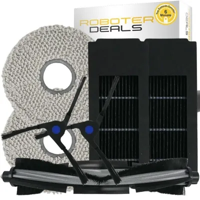 Image de Kit d'accessoires, pièces de rechange pour aspirateur robot Ecovacs Deebot X2 COMBO (1 brosse principale, 2 brosses latérales, 2 tampons, 2 filtres)