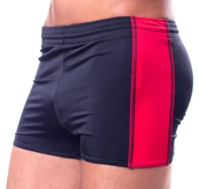 Produktbild von Aquarti Herren Badehose mit Kordelzug Gummibund, Farbe: Schwarz / Rot, Größe: 6XL