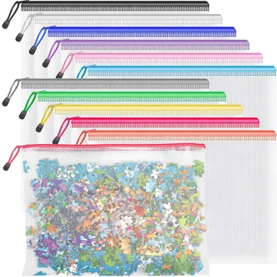 Productafbeelding van Documentmappen A4, 12 stuks, met rits, gaas, in verschillende kleuren