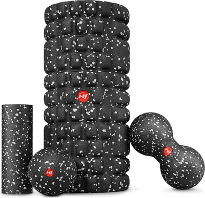 Produktbild von Hop-Sport Faszienrolle set weiß - Mini-Massagerolle & Faszienrolle, Massagebälle - Minimassageball & Duoball, aus hautfreundlichen Materialien