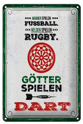 Produktbild von Blechschild Männer Fußball Helden Rugby Götter Dart, 30 x 20 cm, Blechschilder Spruch Sport Hobby