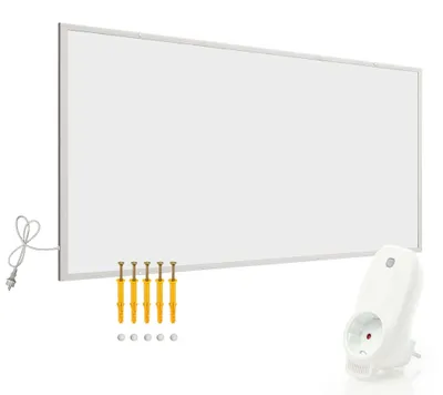 Obrázek produktu pro Infračervený topný panel 1050 W, bílý, s Wi-Fi termostatem, elektrický, určený pro montáž na zeď, energeticky úsporný