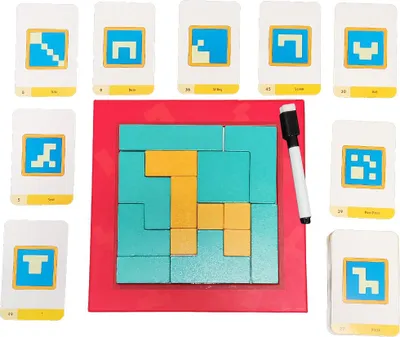 Produktbild von Holzpuzzle Sortierfiguren Blöcke + Brett mit Marker