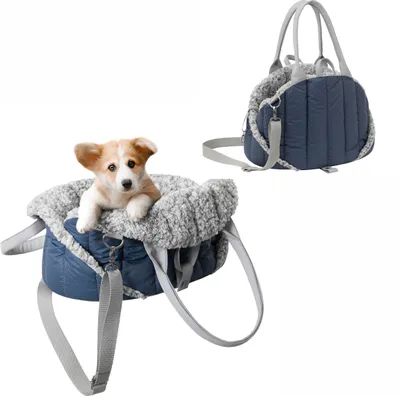 Produktbild von Hundetragetasche, Vertellbar, Schultergurt, Haustiertragetasche, Transport, Katzentasche, Reisetasche, Camping, Tasche, Marineblau, 38x24x28 cm