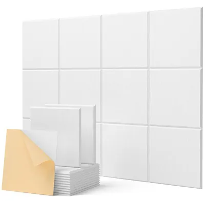 Produktbild von Akustikpaneele selbstklebend Schallabsorber - 30 x 30 cm - Weiß - 12 Stück - Für Wand und Raum