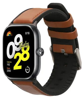 Produktbild von kwmobile Leder Uhrenarmband für Xiaomi Redmi Watch 5 & 4 / Smart Band 8 Pro / Smart Band 9 Pro Armband - Ersatzarmband für Fitnesstracker mit