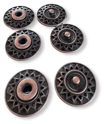 Metall-Druckknöpfe rund, 27 mm, altkupfer, 3 Stück