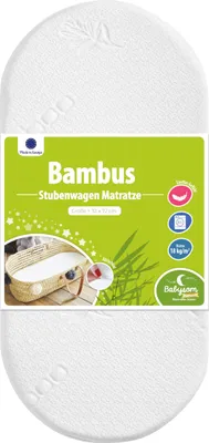 Produktbild von Babysom - Stubenwagen Matratze Bambus - 72x32cm | Höhe 4cm | Bezug abziehbar | ®