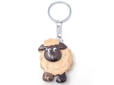 Image de Porte-clés en bois - mouton noir