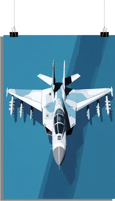 Produktbild von Stilvolles Poster - Kampfflugzeug Poster - Blauer Hintergrund Poster - 61x91cm - Perfekt zum Einrahmen