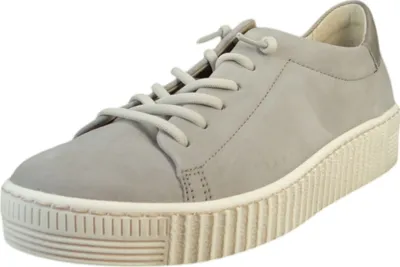 A single gray women's sneaker is shown against a white background.