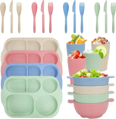 Zdjęcie produktu dla Nietłukący się plastikowy zestaw naczyń 24-częściowy dla 4 osób