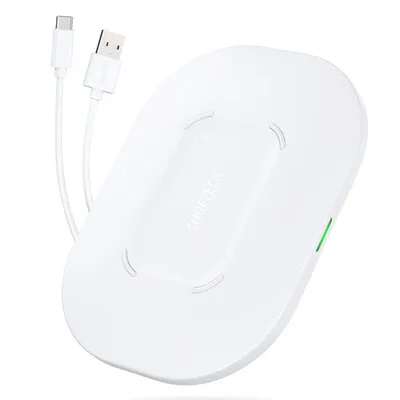 Image de Choetech chargeur rapide sans fil 15W LED blanc (T550-F) + chargeur USB 18W Power Delivery blanc (Q5003-EU) + cordon d'alimentation (AC)