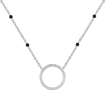 Produktbild von LUISIA Halskette "Ring mit schwarzen Achat Perlen" 67044 | 925 Silber (Länge 50cm)