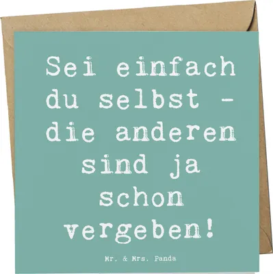 Produktbild von Mr. & Mrs. Panda Grußkarte Spruch Selbstakzeptanz Einzigartig - Meeresbrise - Geschenk, innere Stärke, Glück, Glückwunschkarte, Wertschätzung, Zitat, doppelkarte, Gefühl