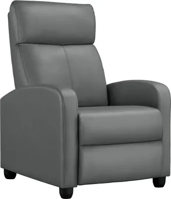 Produktbild von Yaheetech Relaxsessel Fernsehsessel Einzelsofa Ruhesessel Cinemasessel Sofa Recliner TV Hocker Sofa Bein-Ablage Kunstleder Grau