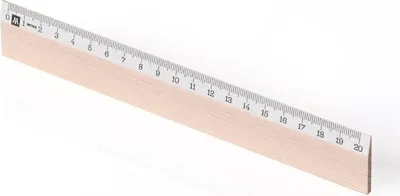 Produktbild von Metrie, Scholar-WSM20 Holzlineal mit schwarz-weißer Skala, einseitige mm Skala, 20 cm