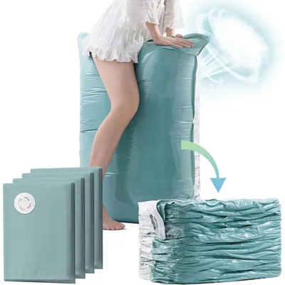 Produktbild von OKWISH Vakuumbeutel 4er 80x100x38cm,extra groß,luftdicht & platzsparend,für Kleidung, Bettdecken, Decken, Bettwäsche, wiederverwendbar vakuumierbeutel