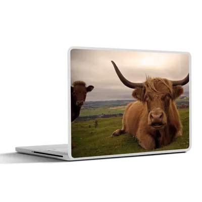 Produktbild von MuchoWow® Laptop Aufkleber Sticker Cover Schottischer Highlander - Tiere - Berg 36.5x27.5 cm - Laptop-Sticker