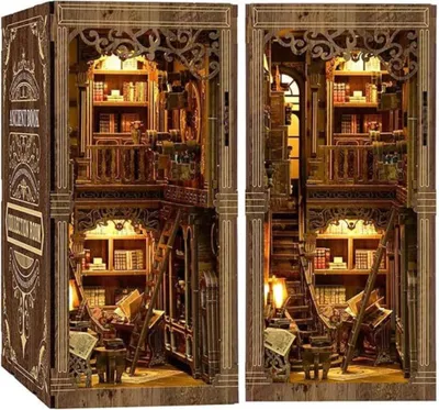 Obrázok produktu pre Habarri | DIY Book Nook - Kniha strážcov - Puzzle 3D - Miniatúrny Domček s Nábytkom a LED Osvetlením