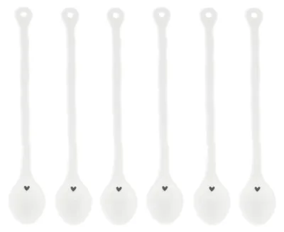 Produktbild von 6er Set Kaffee Latte Macchiato Löffel HEART weiß mit Herz Bastion Collections