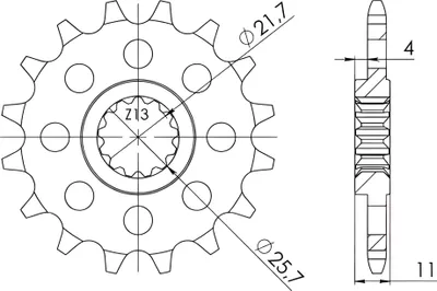 Immagine prodotto di Pignone Passo 520 - Z 14 Denti (Dis.21603)